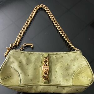 💚 RARE Y2K Juicy Couture Brat Mini Bag • Green Leather Gold Chain